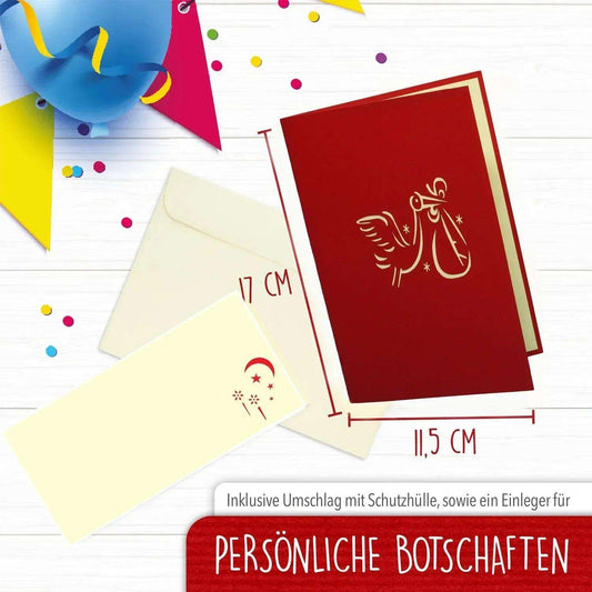 3D Pop-Up Karte Geburt - Geburtskarte, Einladungskarten Taufe, Willkommensfeier, Babyparty, N93 - LINPopUp