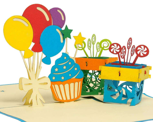 3D Pop-Up Karte Geburtstag Luftballons, N37 - LINPopUp