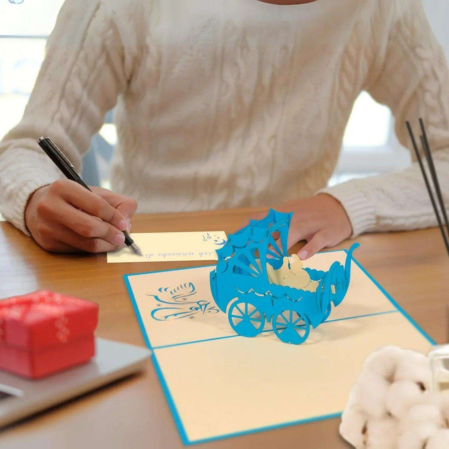 3D Pop-Up Karte Geburt - Geburtskarte, Einladungskarten Taufe, Willkommensfeier, Babyparty, N89 - LINPopUp