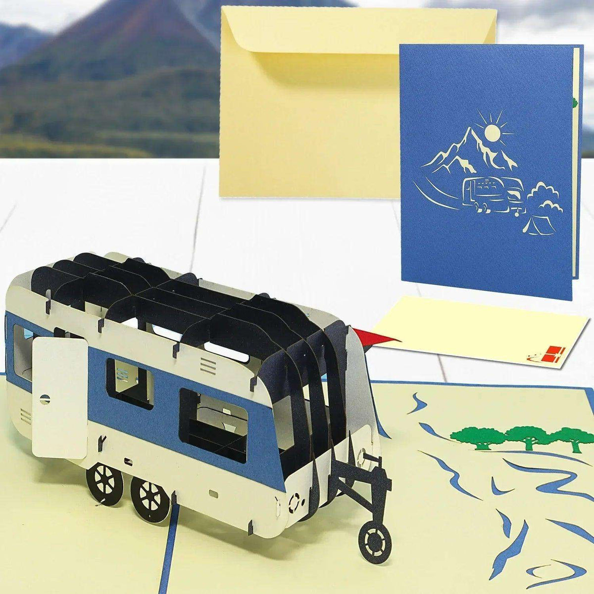 3D Pop-Up Karte, Campingwagen - Camping Gutschein, N346 - LINPopUp
