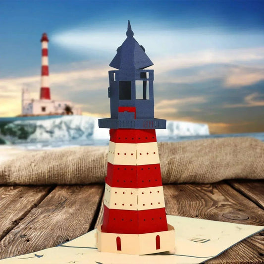 3D Pop-Up Karte, Strand, Urlaub & Entspannung, Leuchtturm, N119 - LINPopUp