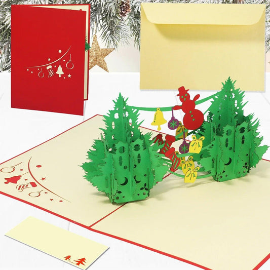 Pop Up Weihnachtskarte 3D - Tannenbaum, Weihnachtsbaum, Weihnachtsbäume, N449 - LINPopUp