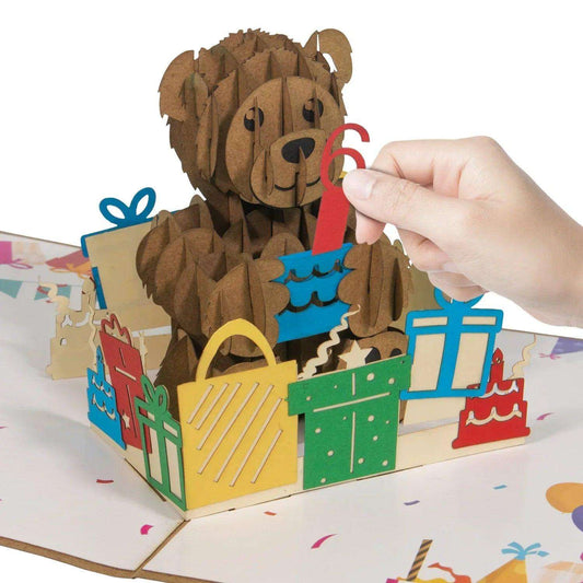 3D Pop-Up Karte Bär Geburtstag Zahl, N173 - LINPopUp