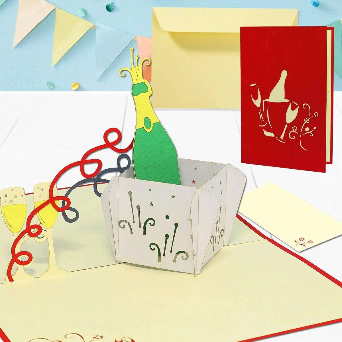 3D Pop-Up Karte Champagner Gläser, N134 - LINPopUp