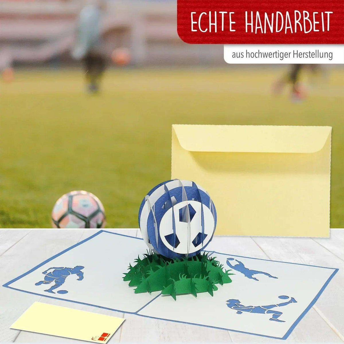 3D Pop-Up Karte Fußball Blau, N306 - LINPopUp