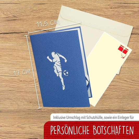 3D Pop-Up Karte Fußball Blau, N306 - LINPopUp