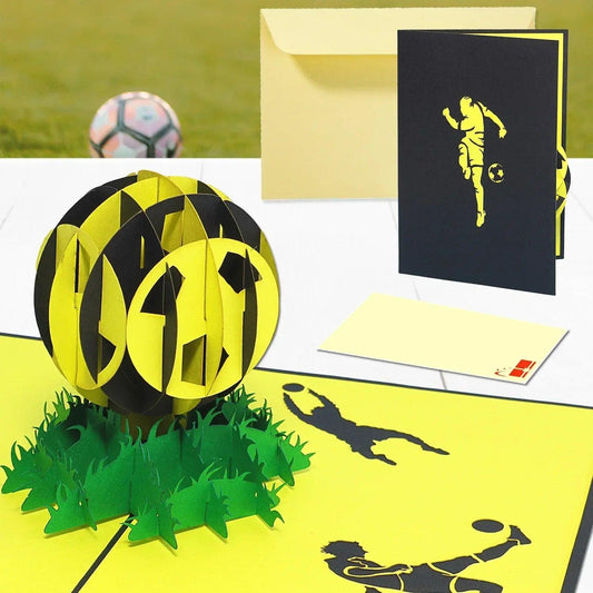 3D Pop-Up Karte Fußball Gelb Schwarz, N304 - LINPopUp