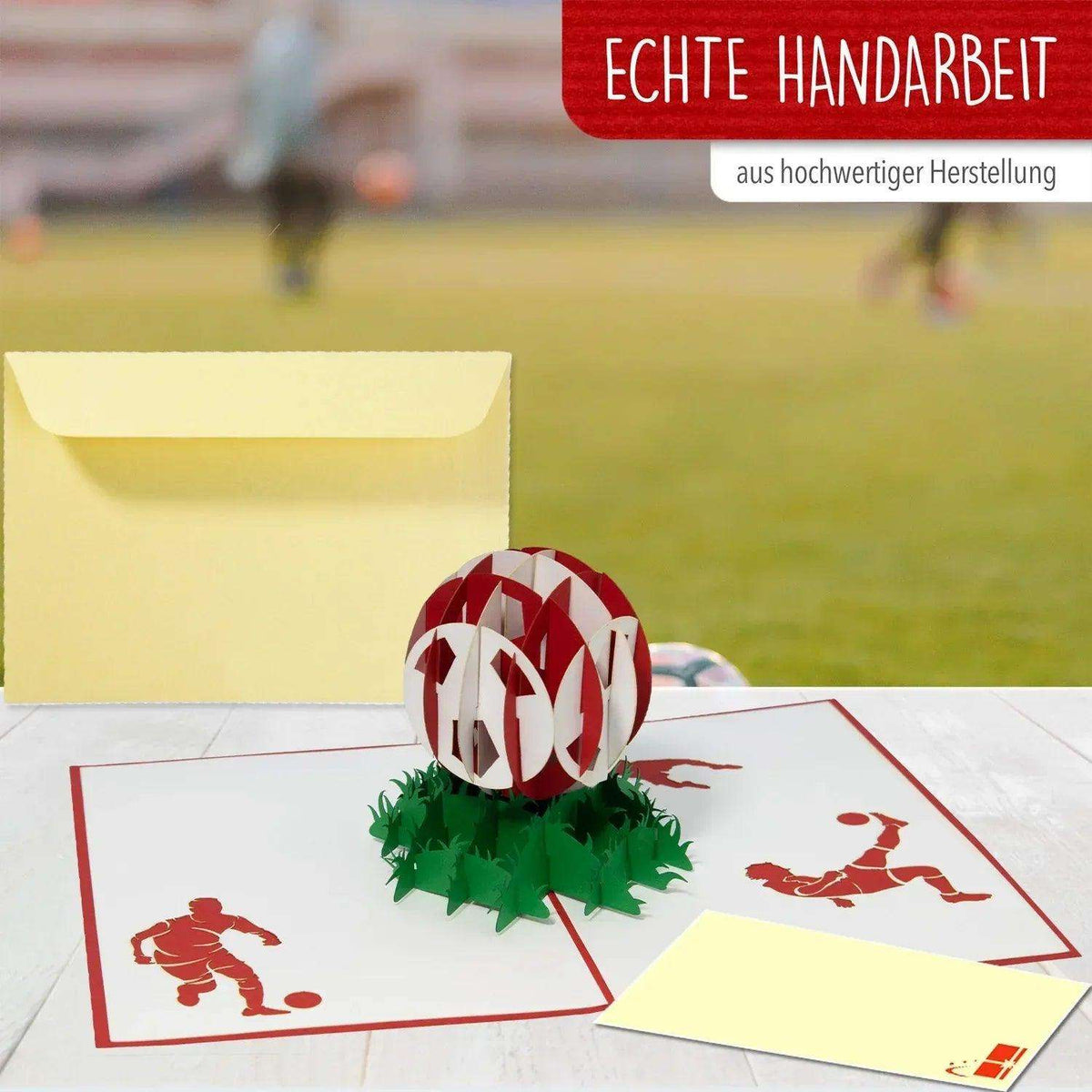 3D Pop-Up Karte Fußball Rot Weiß, N305 - LINPopUp
