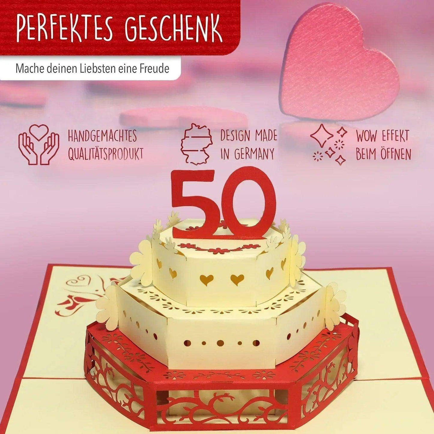 3D Pop-Up Karte Goldene Hochzeit 50 Jahre, N380 - LINPopUp