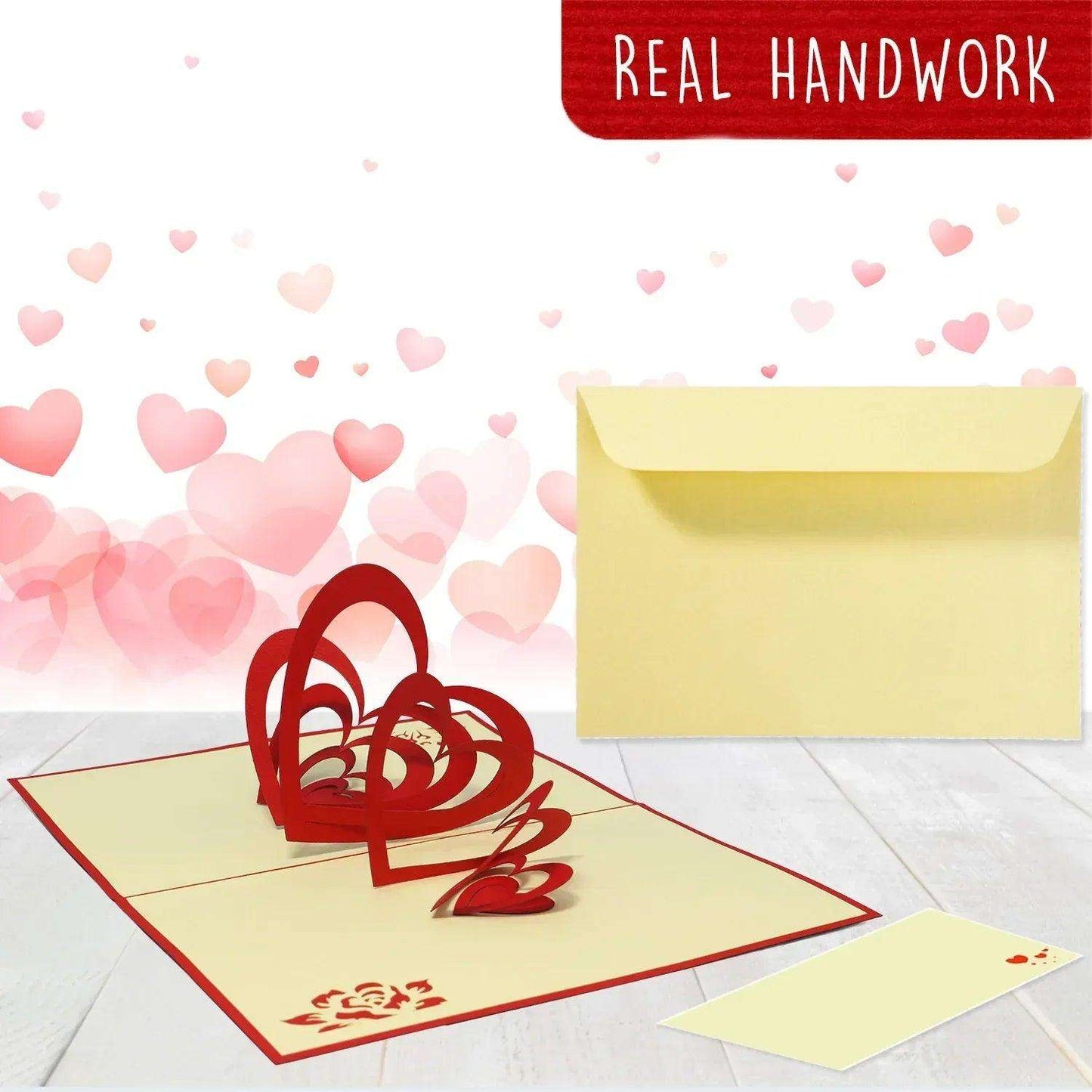3D Pop-Up Karte Herzen Spirale Valentinstag, N58 - LINPopUp