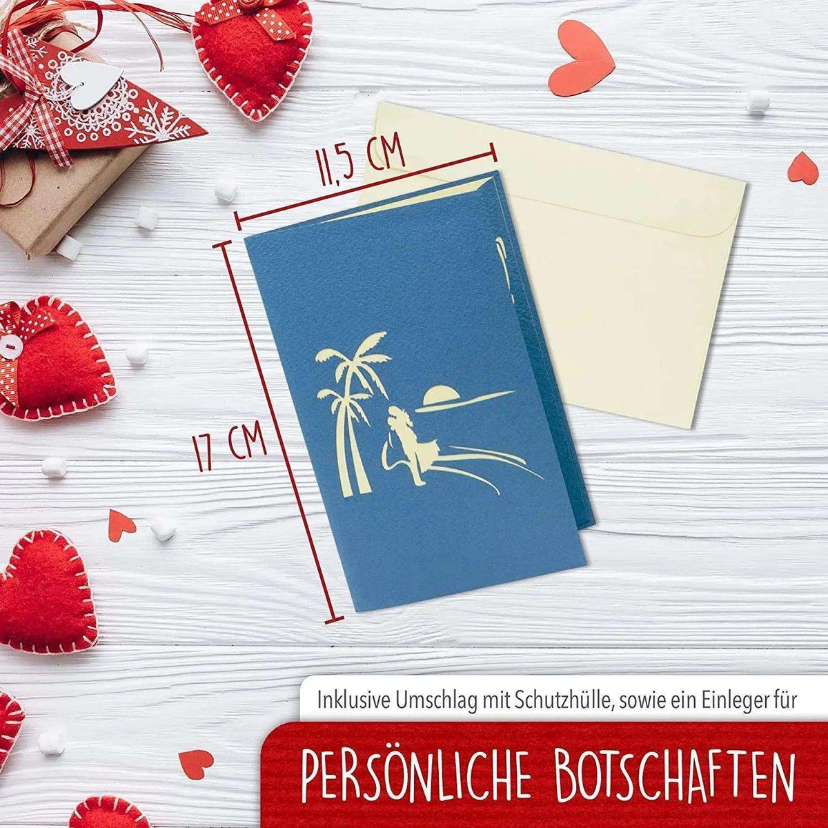 3D Pop-Up Karte Karibik Hochzeit Palmen, N340 - LINPopUp