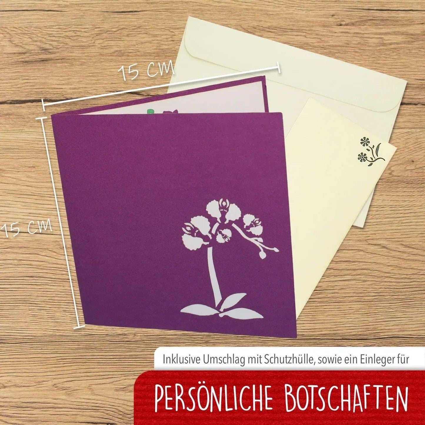 Pop Up Karte 3D Orchidee Lila – Grußkarte Geburtstag & Muttertag - LINPopUp