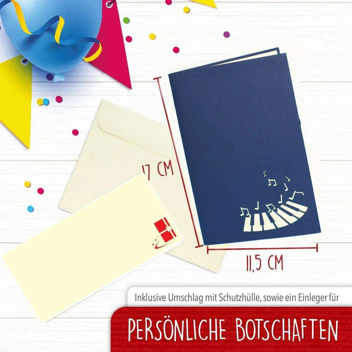 3D Pop-Up Karte Piano Klavier, N129 - LINPopUp