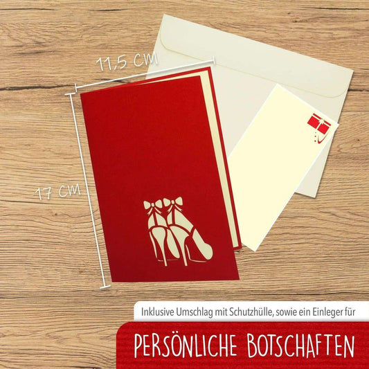 3D Pop-Up Karte Roter Schuh Mode, N259 - LINPopUp