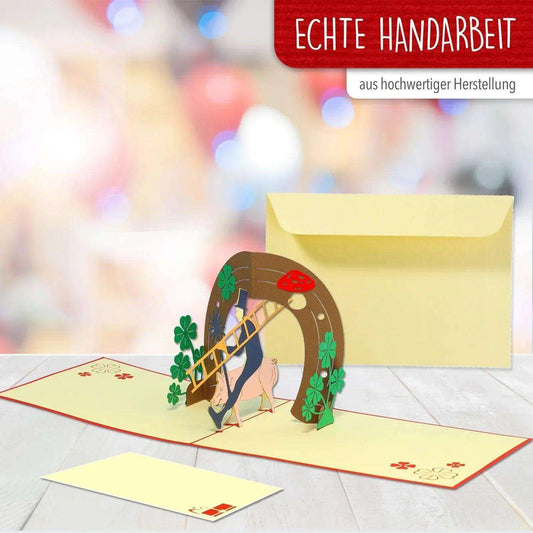 3D Pop-Up Karte Schornsteinfeger Neujahr, N268 - LINPopUp