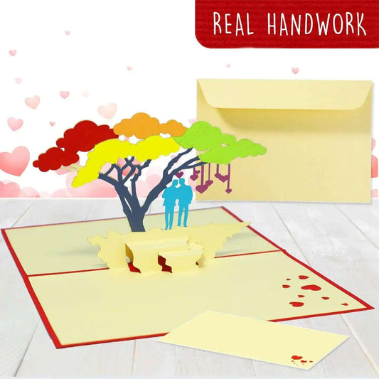 3D Pop-Up Karte Schwules Paar Regenbogen, N208 - LINPopUp