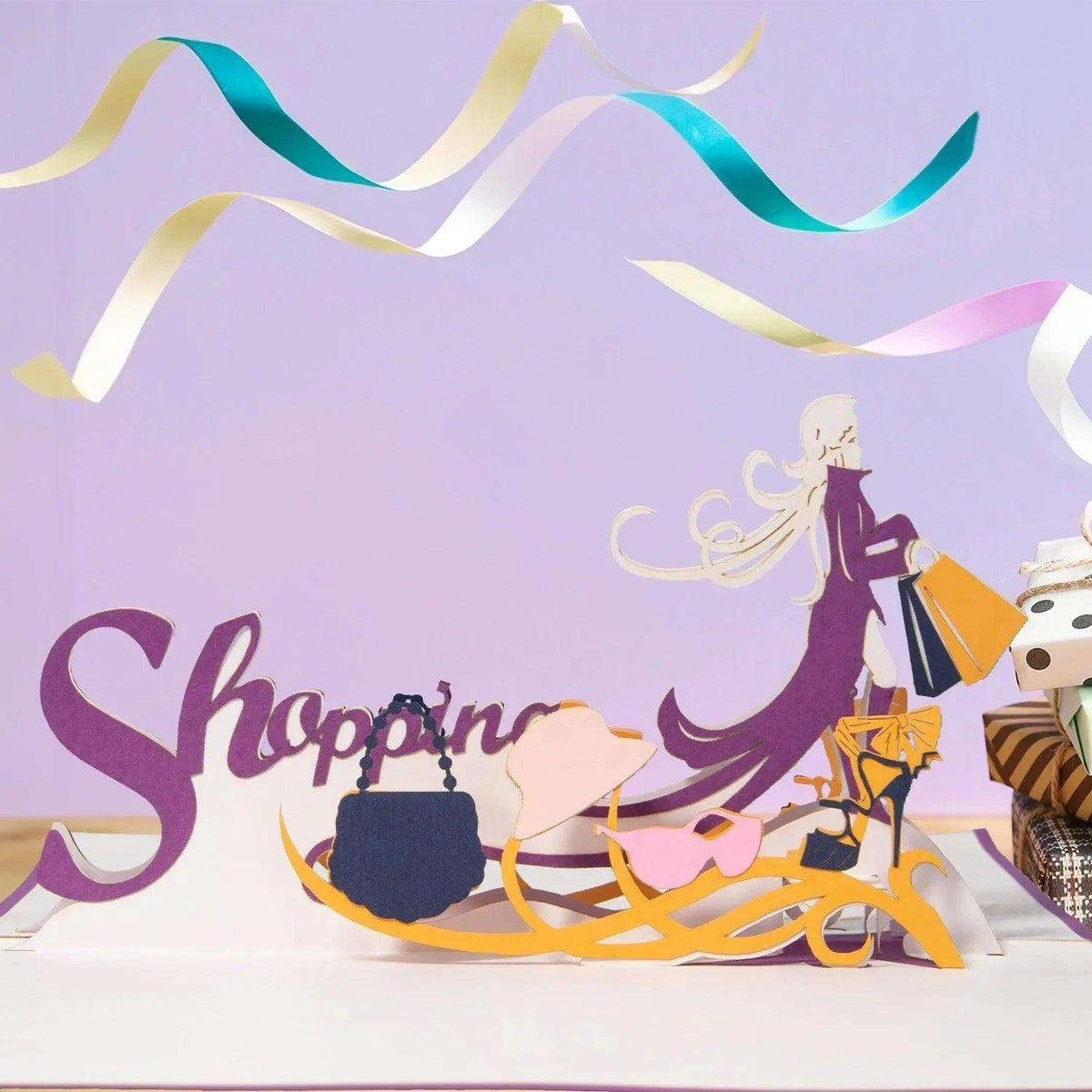 3D Pop-Up Karte Shopping Einkaufen, N238 - LINPopUp