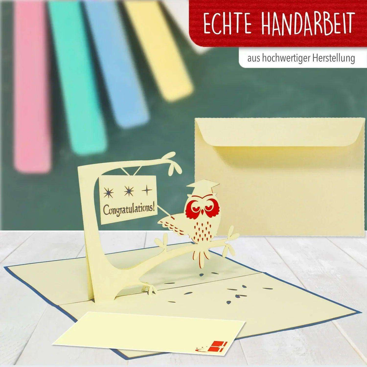3D Pop-Up Karte Uhu Doktorhut Congratulations, N230 - LINPopUp