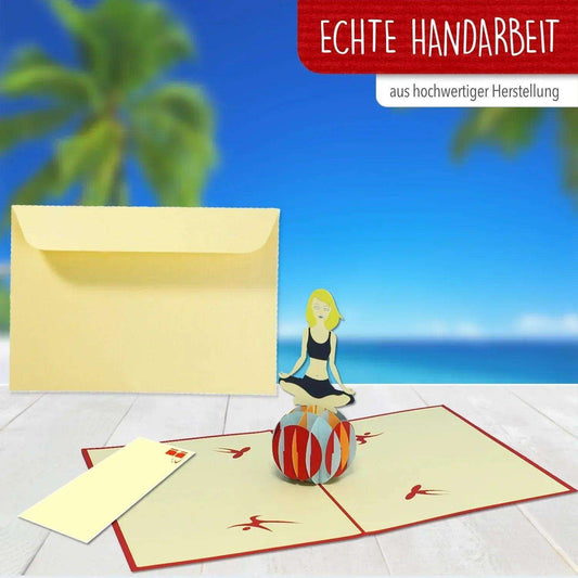 3D Pop-Up Karte Yoga Gymnastikball, N279 - LINPopUp