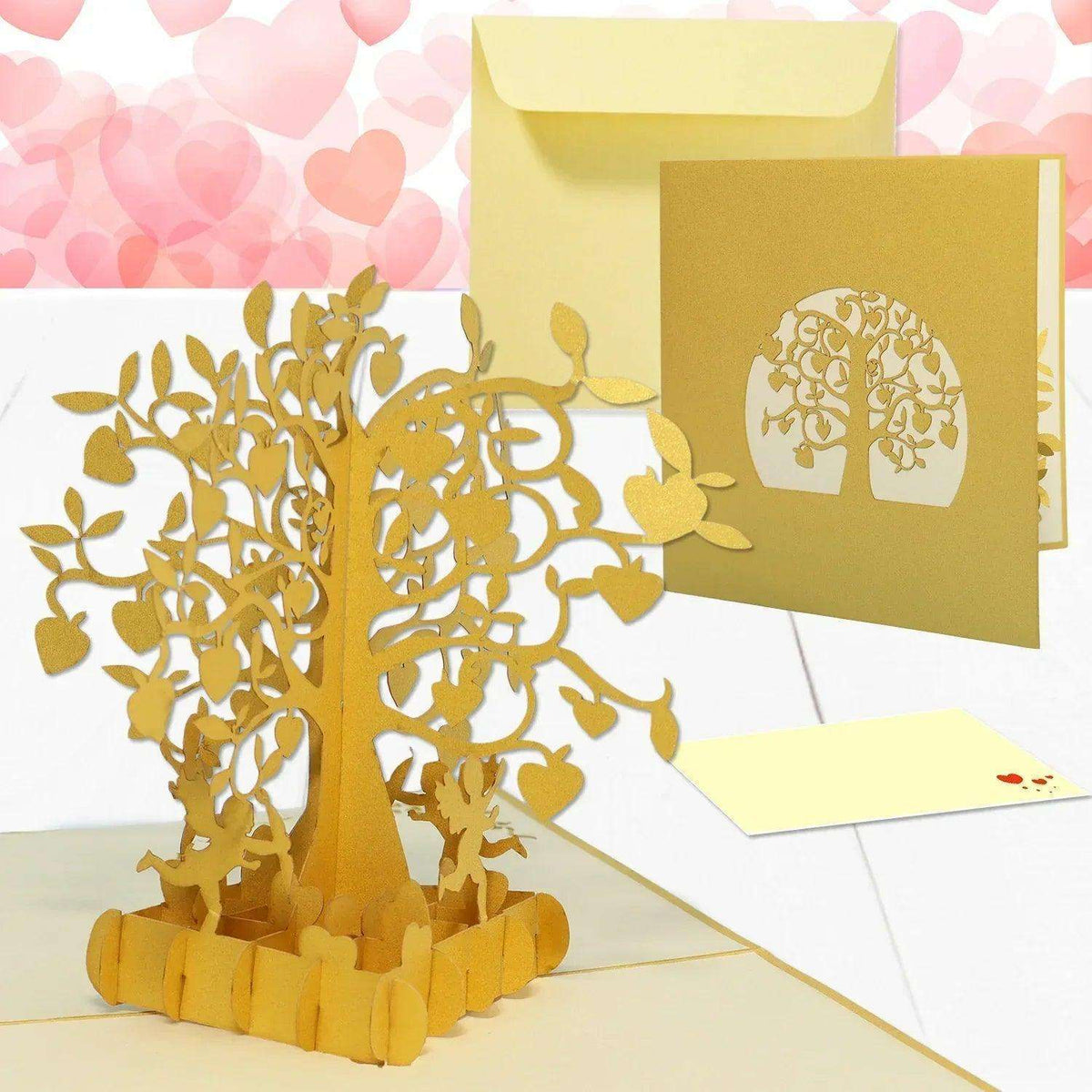 50. Hochzeitstag, Goldhochzeit Karte 3D Pop-Up - Goldene Hochzeitskarte, N85 - LINPopUp