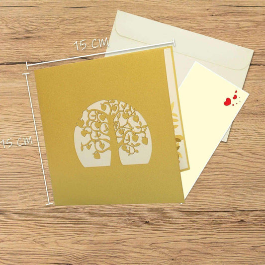 50. Hochzeitstag, Goldhochzeit Karte 3D Pop-Up - Goldene Hochzeitskarte, N85 - LINPopUp