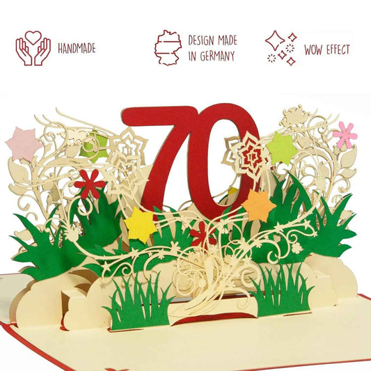 Pop-Up-Karte zum Geburtstag – Zahl 70, Geburtstagseinladung & Jubiläum, N65