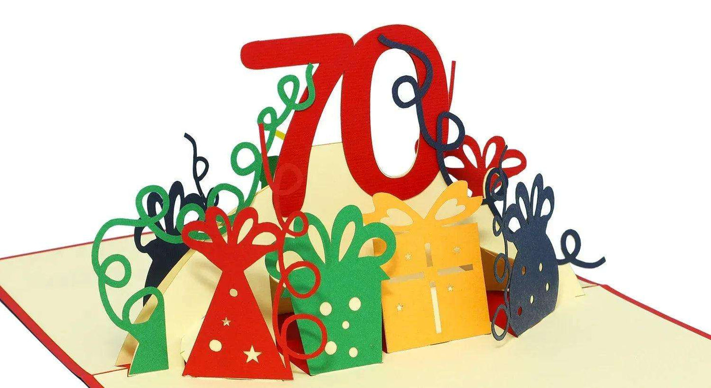 Pop-Up-Karte zum Geburtstag – Zahl 70, Geburtstagseinladung & Jubiläum, N24 - LINPopUp