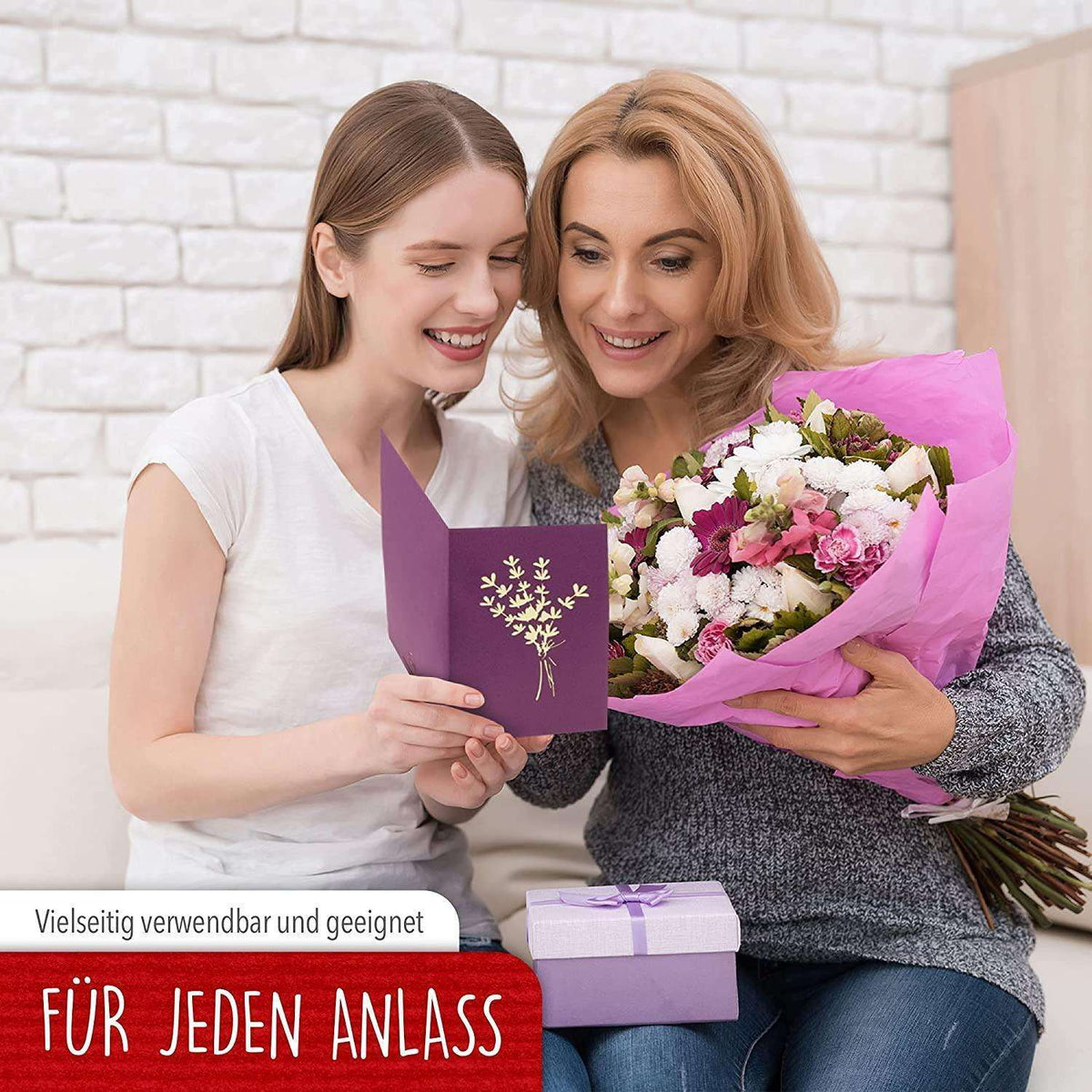 3D Pop-Up Karte Blumenkarte, Lavendel, N392 - LINPopUp