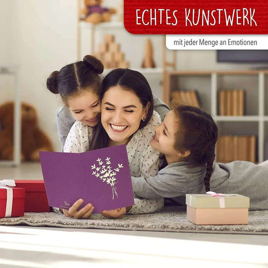 3D Pop-Up Karte Blumenkarte, Lavendel, N392 - LINPopUp