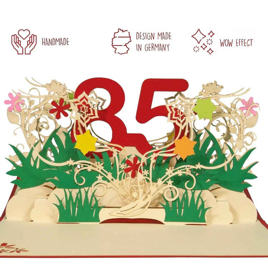 Pop-Up-Karte zum Geburtstag – Zahl 85, Geburtstagseinladung & Jubiläum, N327