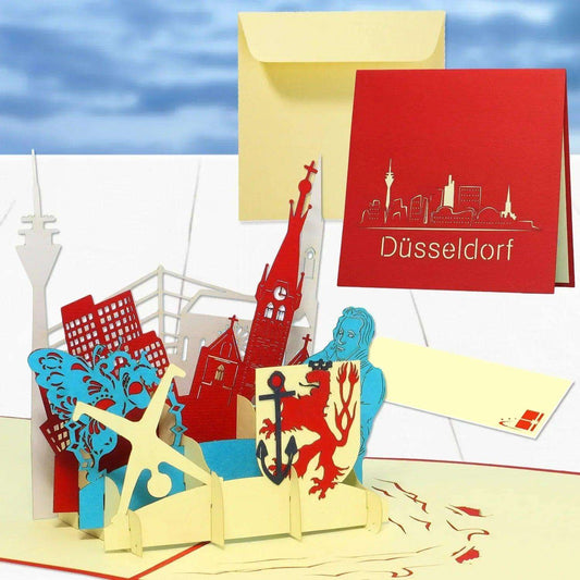 Pop-Up Karte Düsseldorf - 3D Stadtkarte Stadtbesichtigung Gutschein, N234 - LINPopUp
