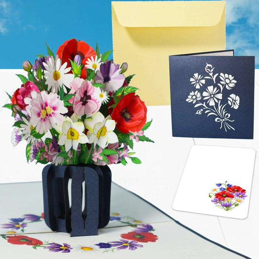 3D Pop-Up Karte Blumenkarte, Blumenstrauß, N505 - LINPopUp