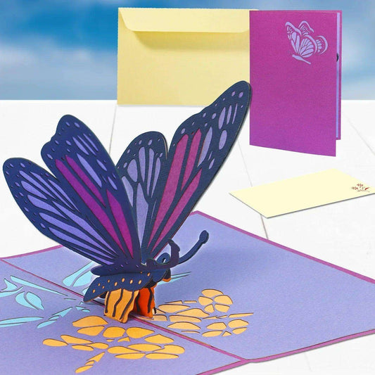 Pop Up Karte 3D Schmetterling Lila – Grußkarte Geburtstag & Muttertag - LINPopUp