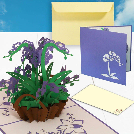 Pop Up Karte 3D Orchidee Lila – Grußkarte Muttertag & Geburtstag - LINPopUp