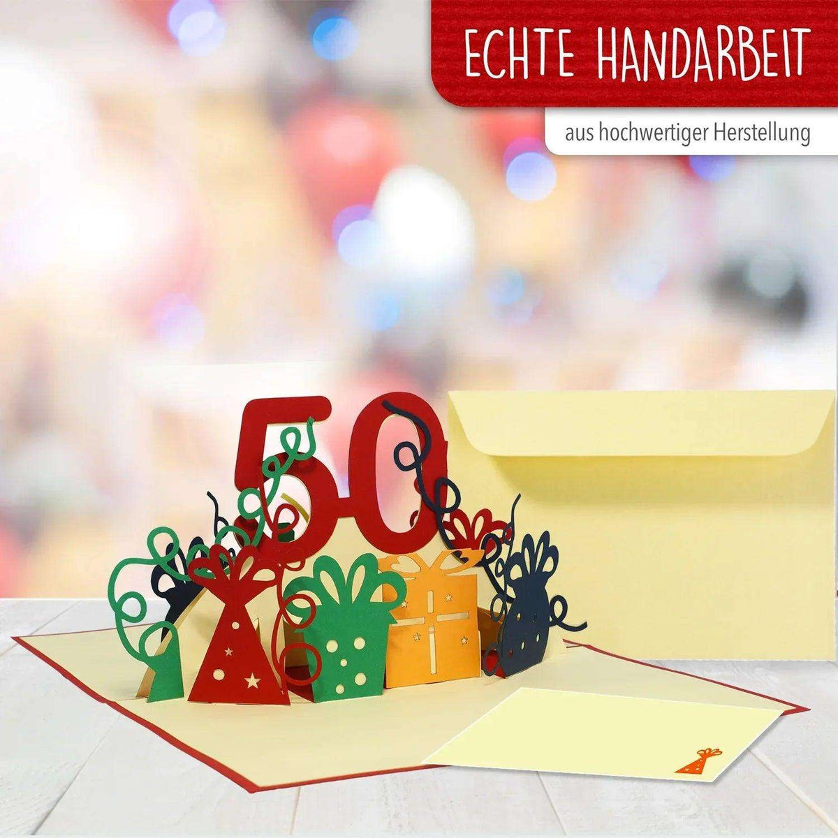 Pop-Up-Karte zum Geburtstag – Zahl 50, Geburtstagseinladung & Jubiläum, N20 - LINPopUp