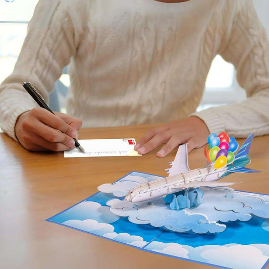 3D Pop-Up Karte Flugzeug & Luftballons, N163 - LINPopUp