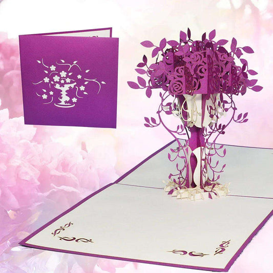 Pop Up Karte 3D Lila Blumen – Grußkarte Muttertag & Geburtstag - LINPopUp