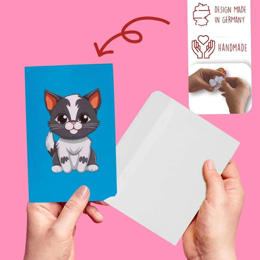 Pop-Up Geburtstagskarte Katze - 3D Karte Kindergeburtstag, LINPopUp - LINPopUp