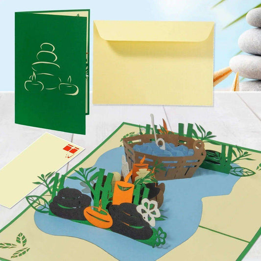 3D Pop-Up Karte Wellness Gutschein Sauna, N35 - LINPopUp