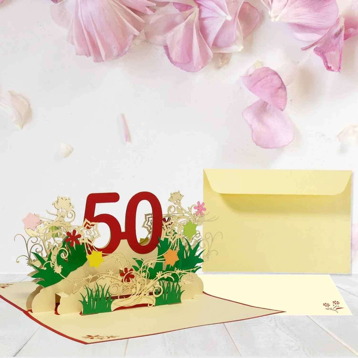 Pop-Up-Karte zum Geburtstag – Zahl 50, Geburtstagseinladung & Jubiläum, N61