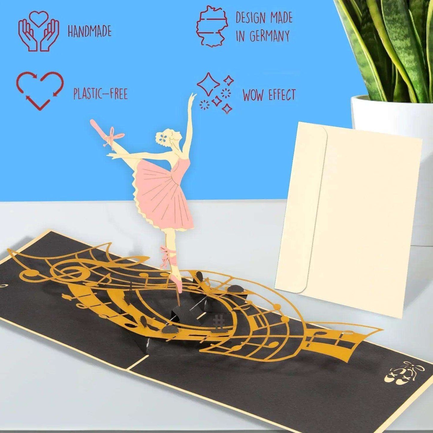 Pop-Up Karte Ballerina – 3D Rotierende Tanzkarte Tänzerinnen, N120 - LINPopUp