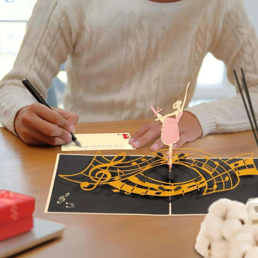 Pop-Up Karte Ballerina – 3D Rotierende Tanzkarte Tänzerinnen, N120 - LINPopUp