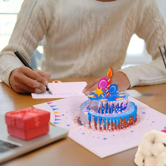 3D Pop - Up Karte mit Geldfach - Verpackung Geldgeschenk, Geburtstagskarte, Torte, N13 - LINPopUp