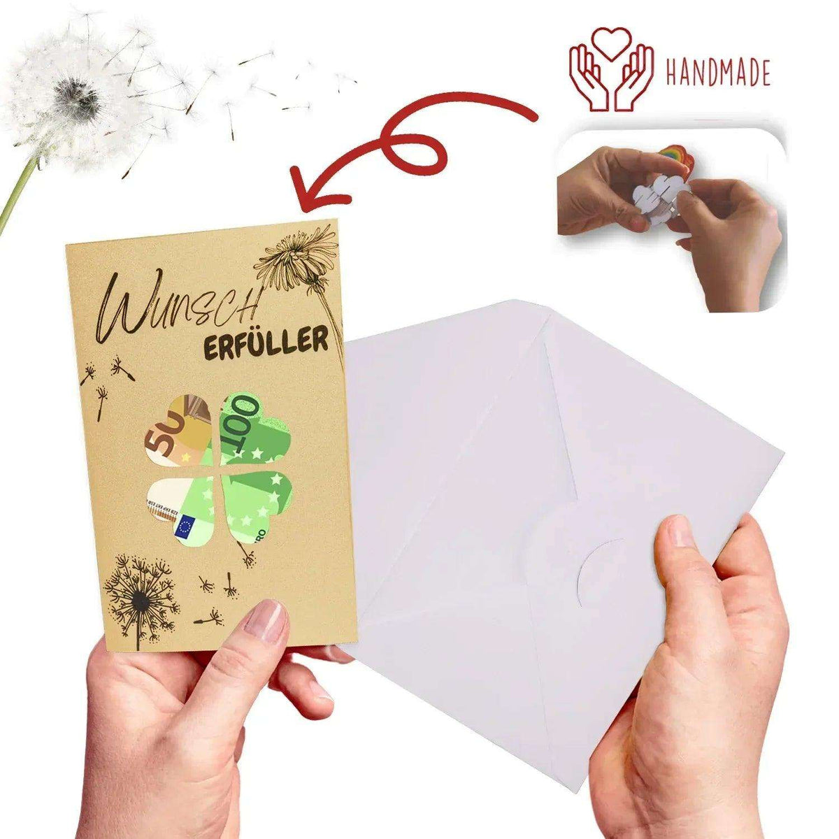 3D Pop - Up Karte mit Geldfach - Verpackung Geldgeschenk, Wunscherfüller, Marienkäfer, N161 - LINPopUp