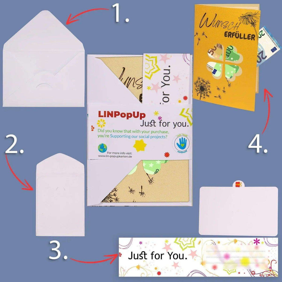 3D Pop - Up Karte mit Geldfach - Verpackung Geldgeschenk, Igel, Wunscherfüller, G3 - LINPopUp