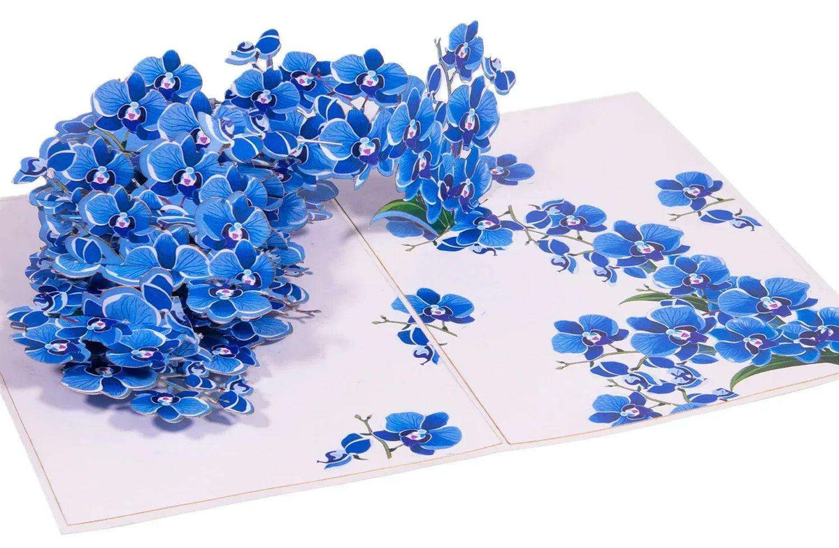 3D Pop-Up Karte Blumen, Orchidee Blau, N309 - LINPopUp