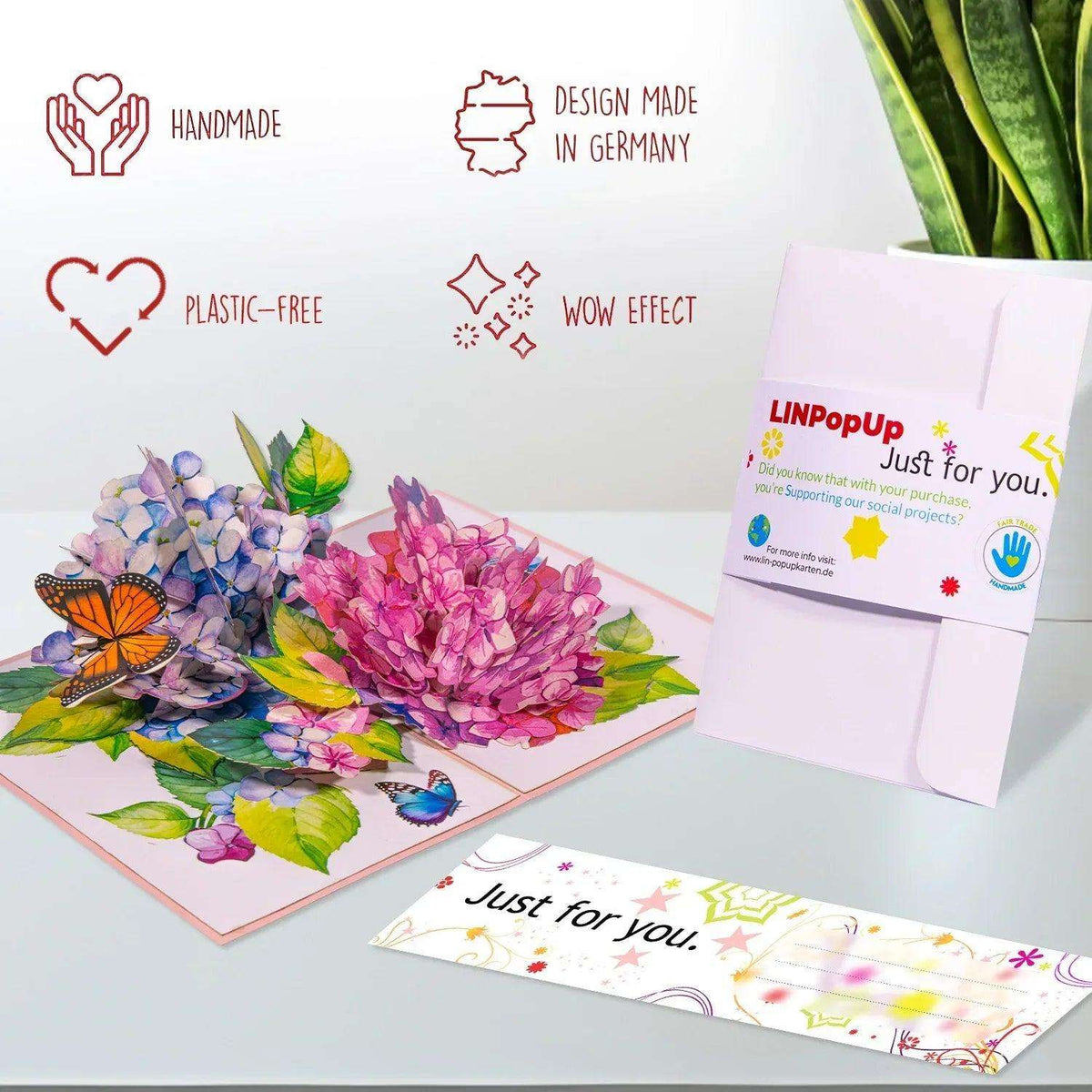 3D Pop-Up Karte Blumen, Hortensien, N278 - LINPopUp