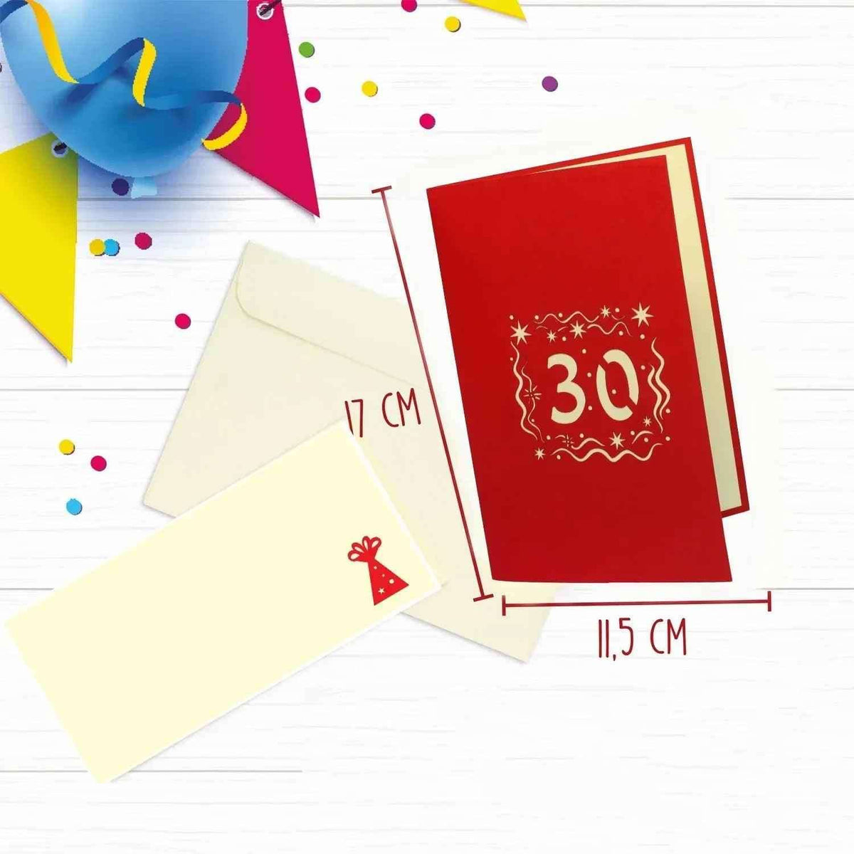 Pop-Up-Karte zum Geburtstag – Zahl 30, Geburtstagseinladung & Jubiläum, N241