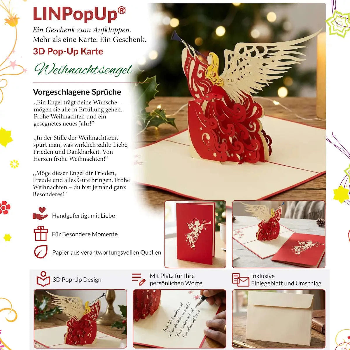 Pop Up Weihnachtskarte 3D - Weihnachtsengel, N450 LINPopUp N450