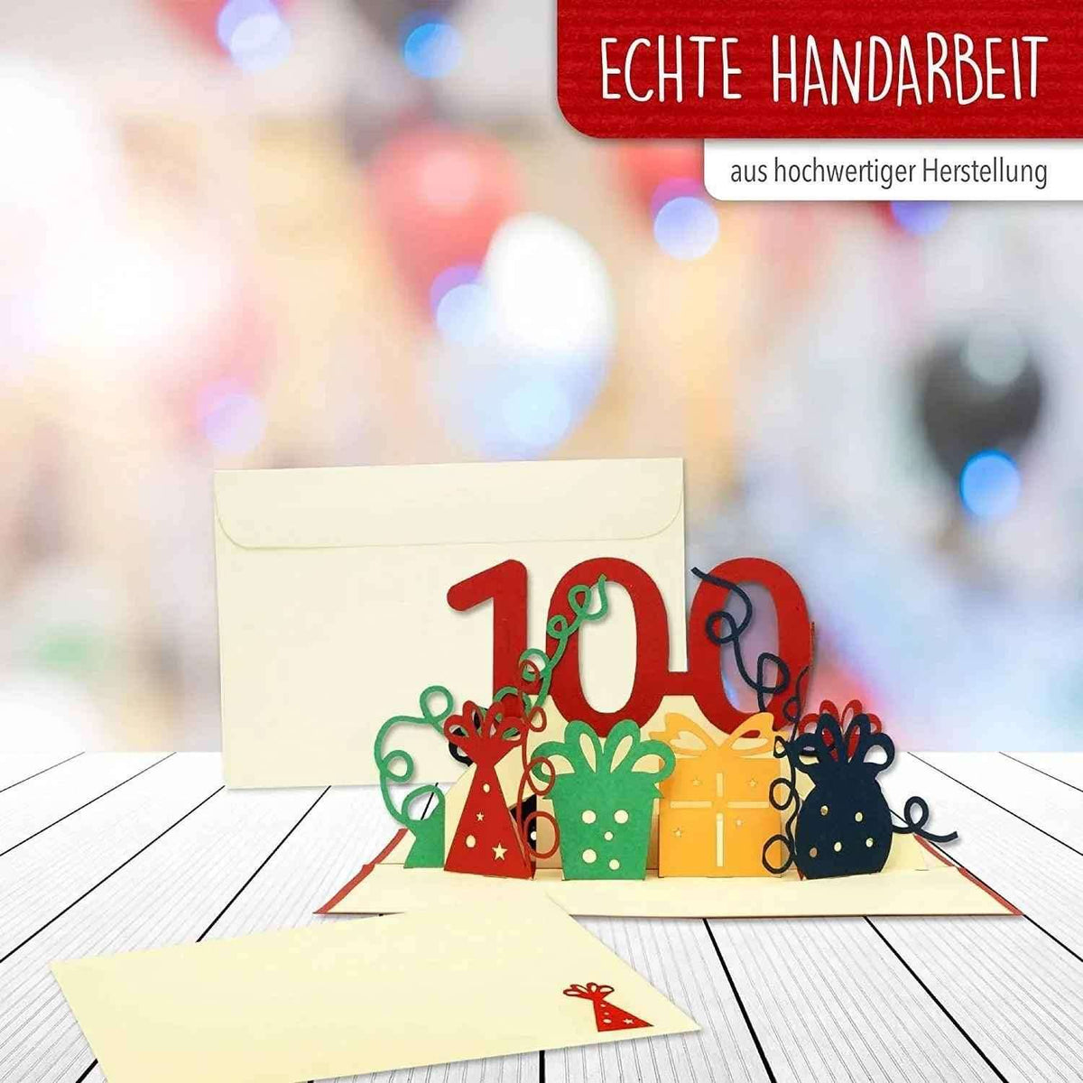 Pop-Up-Karte zum Geburtstag – Zahl 100, Geburtstagseinladung & Jubiläum, N352